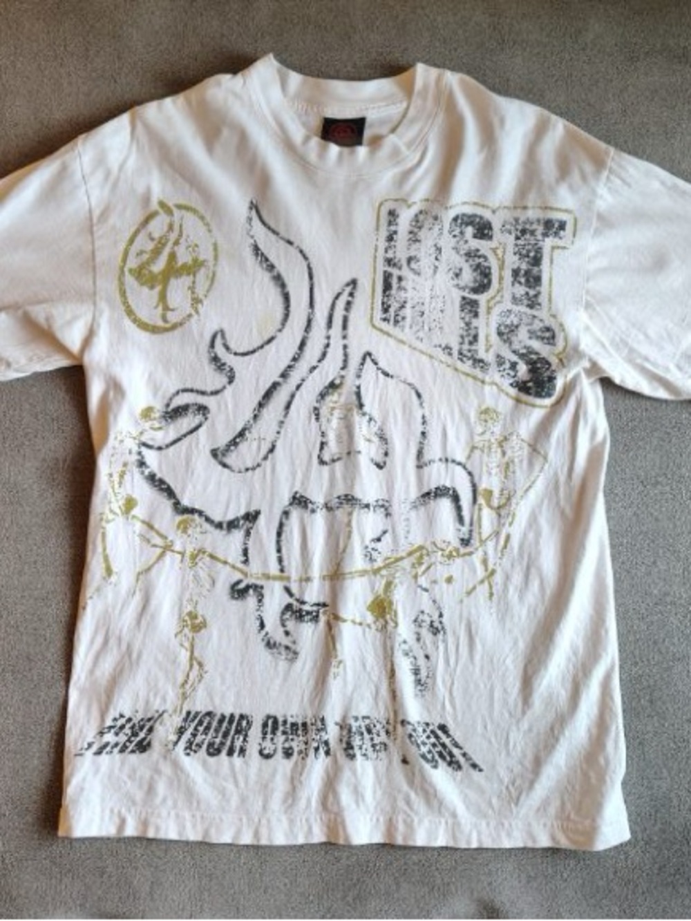 Y2K Lost Hills Graphic Tee Mens M White Skater Grunge Double Sided Streetwear